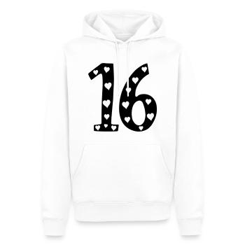 16 anniversaire avec coeur - Sweat à capuche Premium bio Homme - blanc - Devant - Nico (187cm)