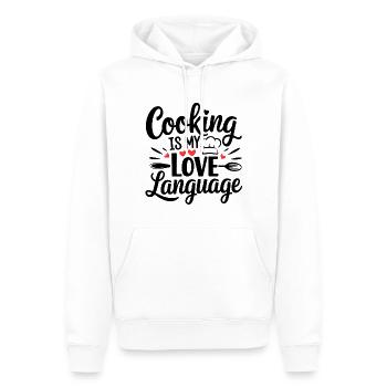 Kochen ist meine Liebessprache - Männer Premium Bio Hoodie - Weiß - Vorne - Nico (187cm)