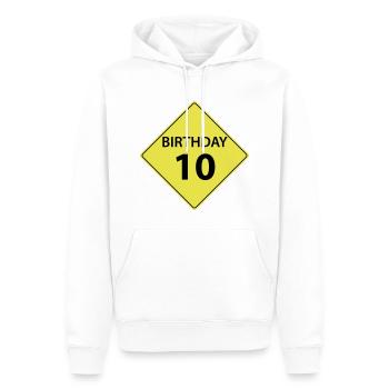 Anniversaire de signe de circulation 10 - Sweat à capuche Premium bio Homme - blanc - Devant - Nico (187cm)
