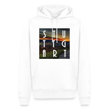Stuttgart - Männer Premium Bio Hoodie - Weiß - Vorne - Nico (187cm)