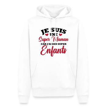 Je suis une super maman - Sweat à capuche Premium bio Homme - blanc - Devant - Nico (187cm)