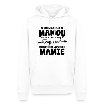 On m'appelle Mamou parce que je suis trop cool - Sweat à capuche Premium bio Homme - blanc - Devant - Nico (187cm)