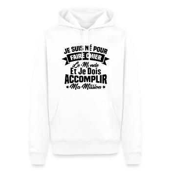 je suis né pour faire chier le monde - Sweat à capuche Premium bio Homme - blanc - Devant - Nico (187cm)