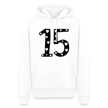 15 birthday with heart - Men’s Premium Organic Hoodie - white - Front - Nico (187cm)