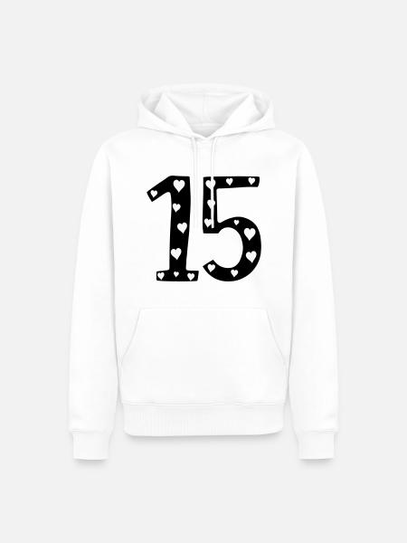15 birthday with heart - Men’s Premium Organic Hoodie - white