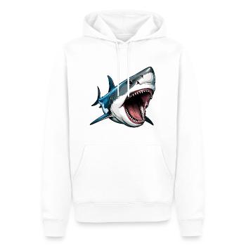 Angriff des großen Weißen Hais - Männer Premium Bio Hoodie - Weiß - Vorne - Nico (187cm)