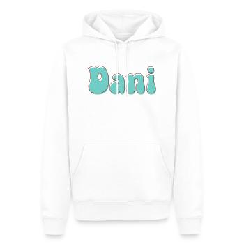 Nom Fille Dani Rétro Prénom Dani Couple - Sweat à capuche Premium bio Homme - blanc - Devant - Nico (187cm)