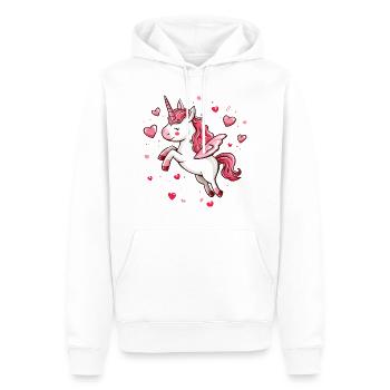 Einhorn Herz Liebe Süß Niedlich Einhörner Cartoon - Männer Premium Bio Hoodie - Weiß - Vorne - Nico (187cm)