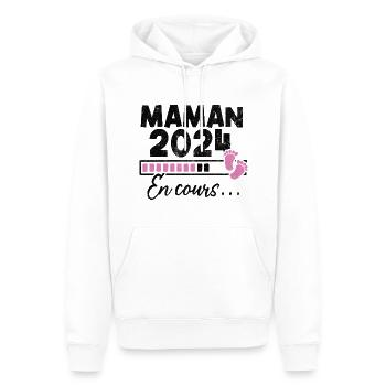 Maman 2024 En Cours - Sweat à capuche Premium bio Homme - blanc - Devant - Nico (187cm)