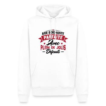 Aide soignante parfaite, Cadeau Aide soignante - Sweat à capuche Premium bio Homme - blanc - Devant - Nico (187cm)