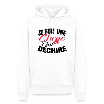 Je suis un cheffe qui déchire - Sweat à capuche Premium bio Homme - blanc - Devant - Nico (187cm)
