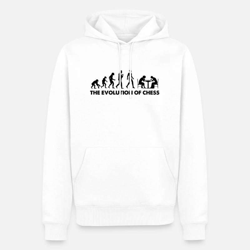 L’évolution des échecs - Sweat à capuche Premium bio Homme - blanc
