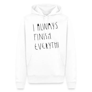 I never finish anythi - I always finish erverythi - Männer Premium Bio Hoodie - Weiß - Vorne - Nico (187cm)