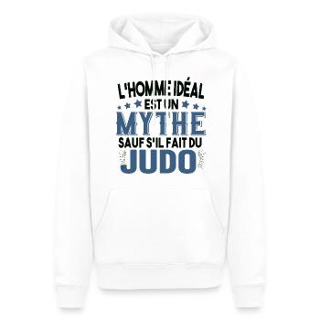 Judo Judoka Judogi Kimono Sport Citations Humour - Sweat à capuche Premium bio Homme - blanc - Devant - Nico (187cm)