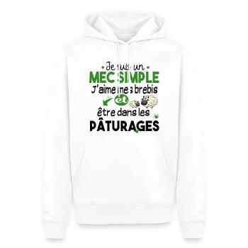 Brebis Mouton Laine Agneau Cadeau Ferme Agricole - Sweat à capuche Premium bio Homme - blanc - Devant - Nico (187cm)