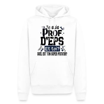 Prof d'EPS Sport Professeur Métier Cadeau Humour - Sweat à capuche Premium bio Homme - blanc - Devant - Nico (187cm)