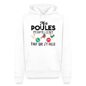 Poulailler poule volaille poussin. Cadeau ferme - Sweat à capuche Premium bio Homme - blanc - Devant - Nico (187cm)