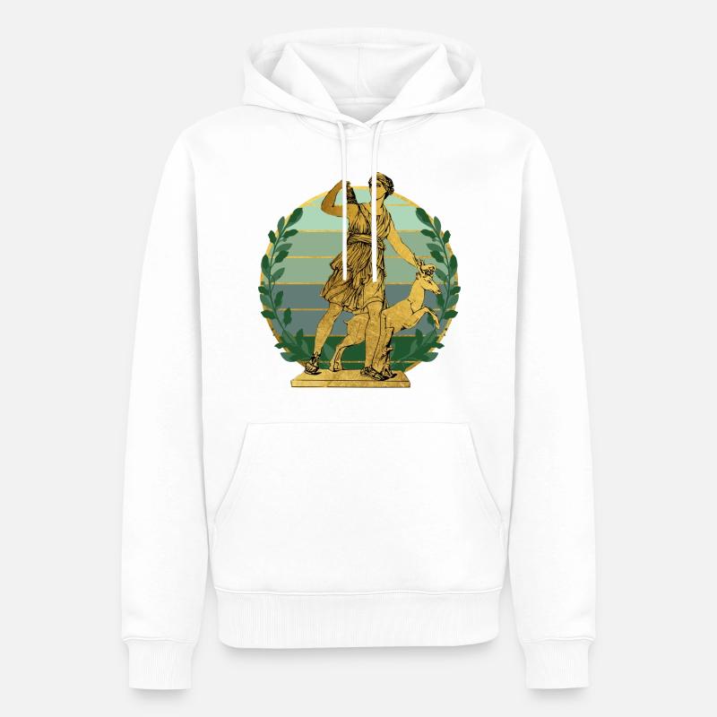 Artémis déesse de la chasse - Sweat à capuche Premium bio Homme - blanc