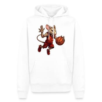 Basketball Ratte - Männer Premium Bio Hoodie - Weiß - Vorne - Nico (187cm)