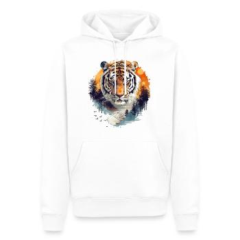 Tigre, Tête De Tigre, Gros Chat, Nature, Nature sauvage, Sauvage, Fort - Sweat à capuche Premium bio Homme - blanc - Devant - Nico (187cm)