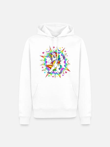 Dub Dubbing Dabbing Einhorn Unicorn Regenbogen - Männer Premium Bio Hoodie - Weiß