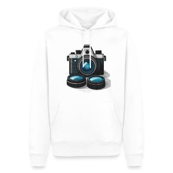 A camera and lenses for the photographer - Men’s Premium Organic Hoodie - white - Front - Nico (187cm)