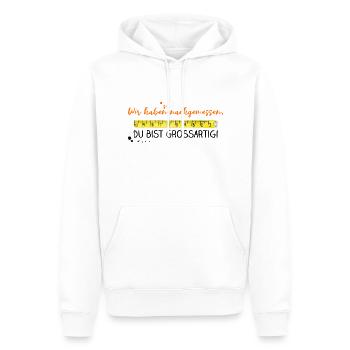 Name - Wir haben nachgemessen - Du bist großartig! - Männer Premium Bio Hoodie - Weiß - Vorne - Nico (187cm)