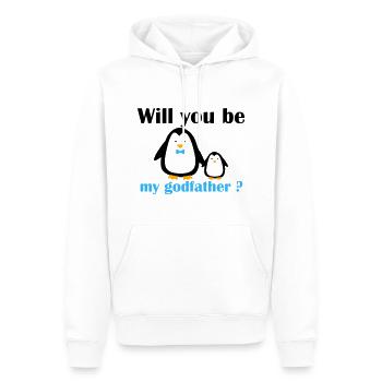 Do you want to be my godfather? - Cute penguin design - Men’s Premium Organic Hoodie - white - Front - Nico (187cm)