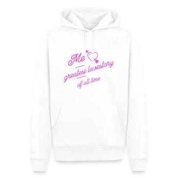 Me - lovestory und Design für Selbstliebe - Männer Premium Bio Hoodie - Weiß - Vorne - Nico (187cm)