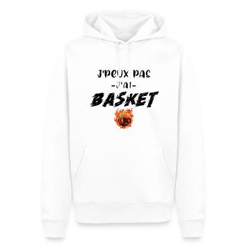 Je peux pas j'ai basket. - Sweat à capuche Premium bio Homme - blanc - Devant - Nico (187cm)