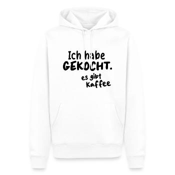 KAFFEE CAFE LIEBHABER BOHNE KOCHEN GEBRÜHT PAUSE - Männer Premium Bio Hoodie - Weiß - Vorne - Nico (187cm)