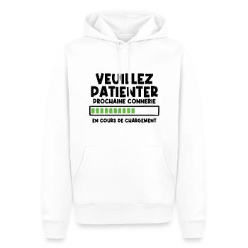 Veuillez patienter prochaine connerie en cours - Sweat à capuche Premium bio Homme - blanc - Devant - Nico (187cm)