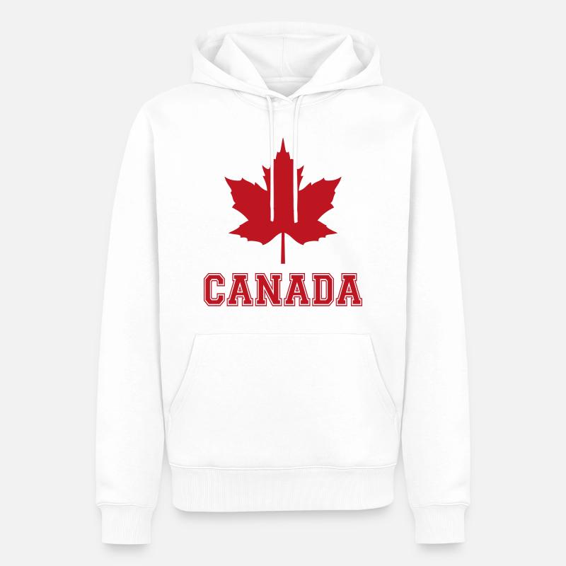 Kanada - Ekologiczna męska bluza z kapturem Premium - biały