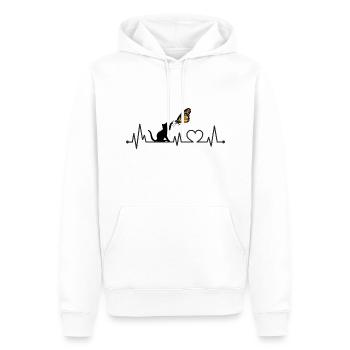 Katze Herzschlag Frequenz EKG Schmetterling - Männer Premium Bio Hoodie - Weiß - Vorne - Nico (187cm)