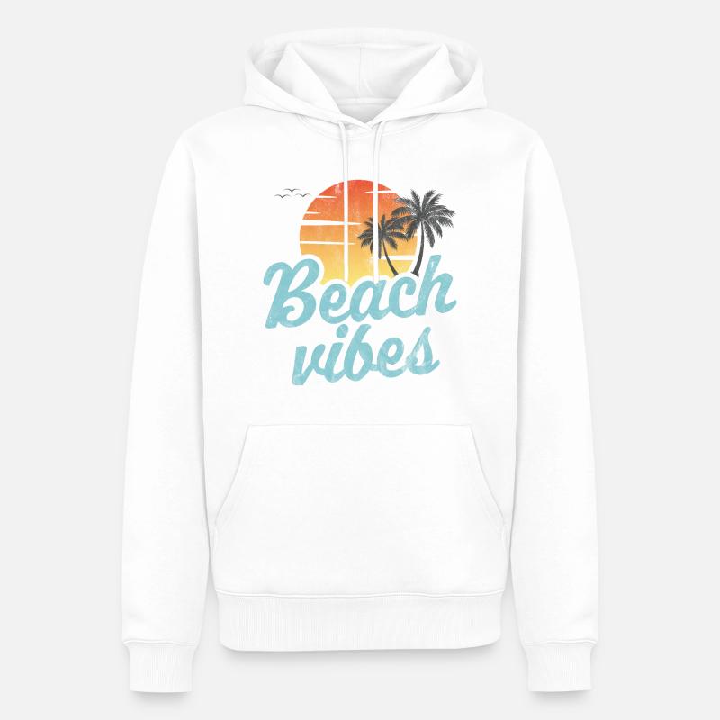 Vibrations de la plage - Sweat à capuche Premium bio Homme - blanc