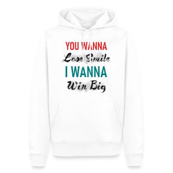 Tu veux perdre le sourire Je veux gagner Big Graphic - Sweat à capuche Premium bio Homme - blanc - Devant - Nico (187cm)