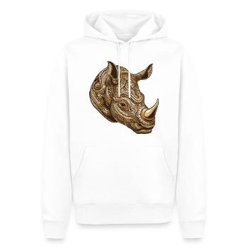Portrait de rhinocéros - Sweat à capuche Premium bio Homme - blanc - Devant - Nico (187cm)