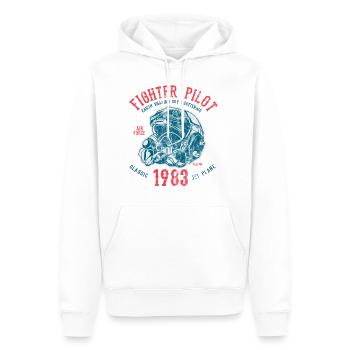 FIGHTER PILOT - Kampfjet Piloten Shirt Motiv - Männer Premium Bio Hoodie - Weiß - Vorne - Nico (187cm)