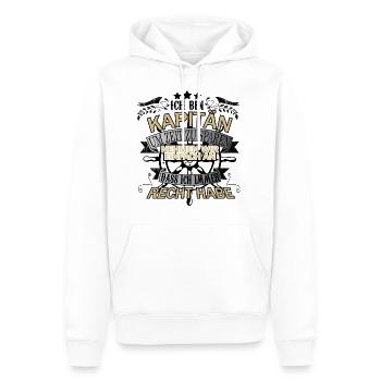 Kapitän Kaptain und hab immer RECHT - Männer Premium Bio Hoodie - Weiß - Vorne - Nico (187cm)