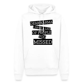 dear karma i have al list of people you missed - Männer Premium Bio Hoodie - Weiß - Vorne - Nico (187cm)