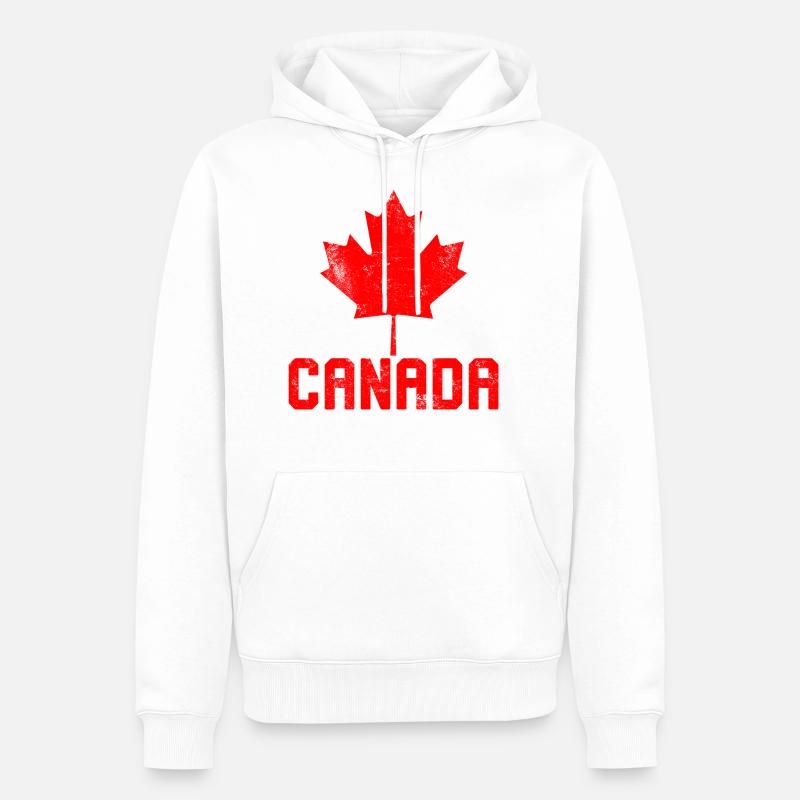 Maple Leaf Flag Canada - Männer Premium Bio Hoodie - Weiß