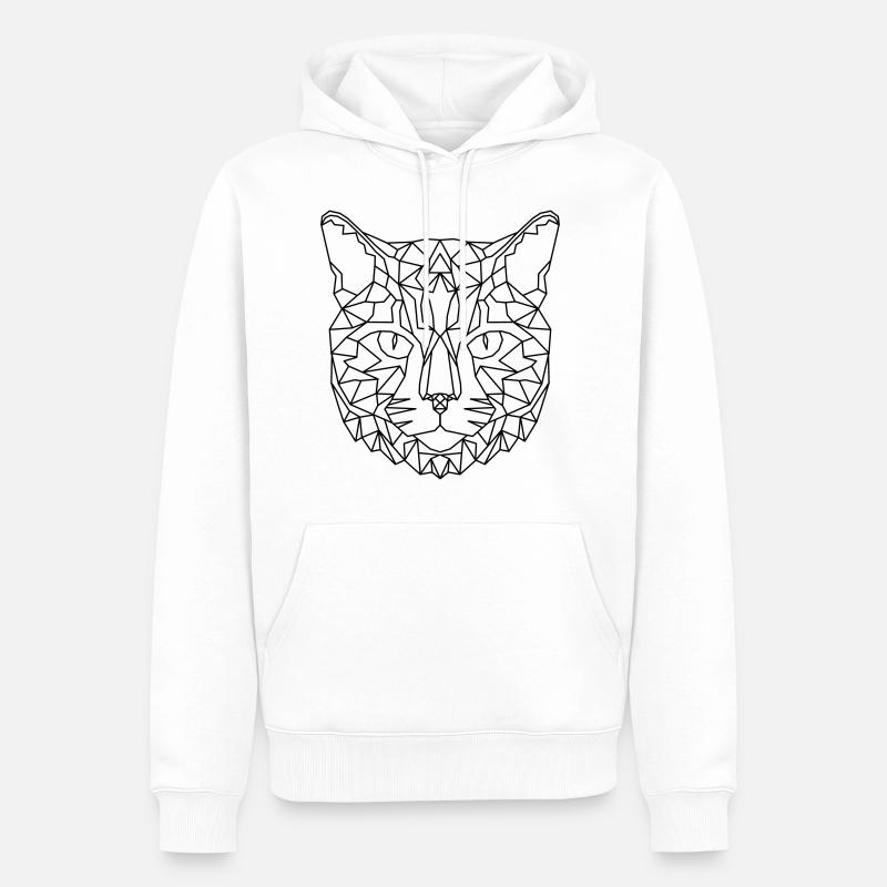 Chat géométrique - Sweat à capuche Premium bio Homme - blanc