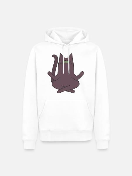 Yoga Cat - Sweat à capuche Premium bio Homme - blanc