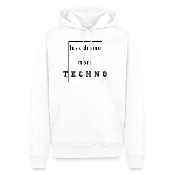 less drama more techno - Männer Premium Bio Hoodie - Weiß - Vorne - Nico (187cm)