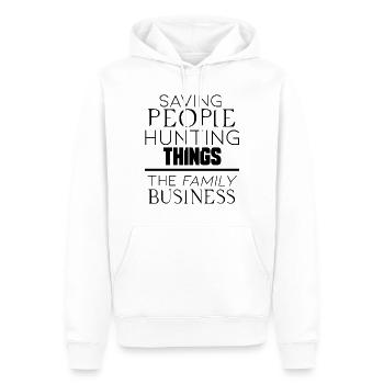 FAMILY BUSINESS, GESCHENK - Männer Premium Bio Hoodie - Weiß - Vorne - Nico (187cm)