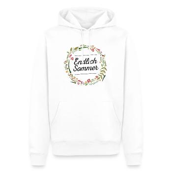 Endlich Sommer | Blumen Design | Geschenkidee - Männer Premium Bio Hoodie - Weiß - Vorne - Nico (187cm)