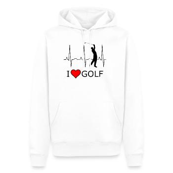 I love Golf Schwarz Rotes Herz - Männer Premium Bio Hoodie - Weiß - Vorne - Nico (187cm)