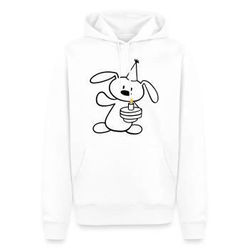 Ein niedlicher Hase feiert Geburtstag - Männer Premium Bio Hoodie - Weiß - Vorne - Nico (187cm)