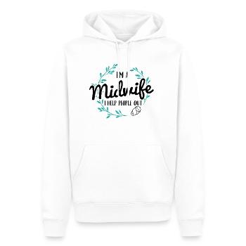 Sage-femme | Cadeaux d'obstétricien de profession de sages-femmes - Sweat à capuche Premium bio Homme - blanc - Devant - Nico (187cm)