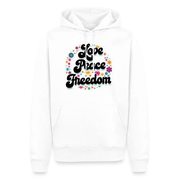 Hippie | Liebe Frieden Freiheit Hippies Geschenke - Männer Premium Bio Hoodie - Weiß - Vorne - Nico (187cm)